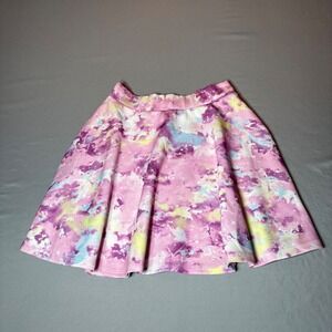 Hot Topic Y2K Galaxy Nebula Print Skater Skirt Pink Purple Blue XS Flowy Pockets